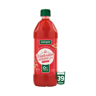 Siroop fles rood staand voorkant