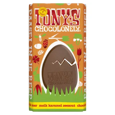 Tony’s Chocolonely Melk Karamel Zeezout Paasreep (15x 180gr)