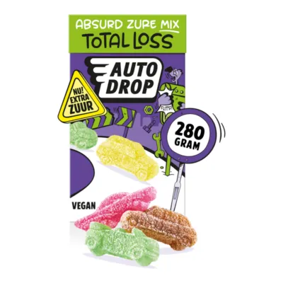 Autodrop zot zure total loss vegan zakje (16x 280 gr)