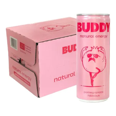 Buddy Pomegranate Hibiscus Bio Blikje (12x 250 ml)