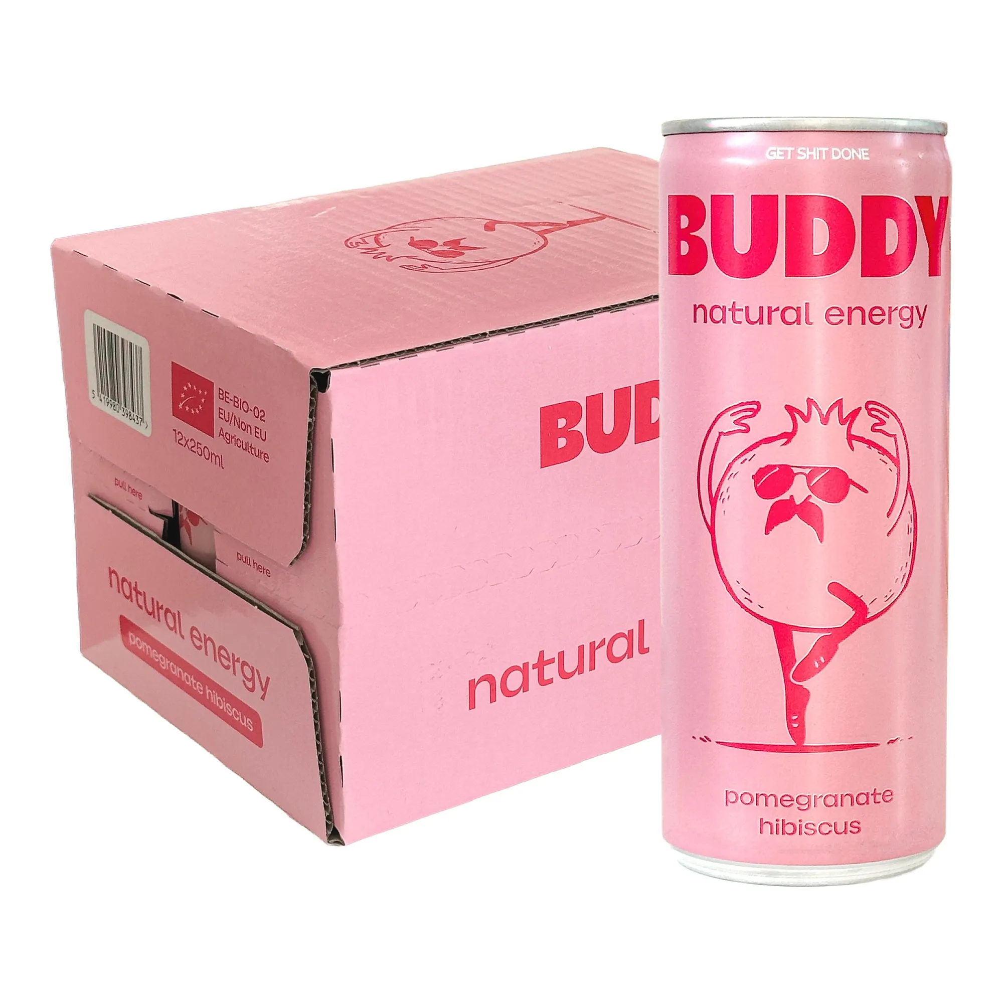 Buddy Pomegranate Hibiscus Bio Blikje (12x 250 ml)