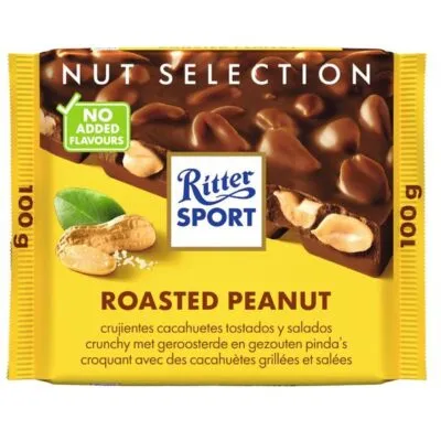 Ritter sport melk chocolade met geroosterde licht gezouten pinda’s 100 gr