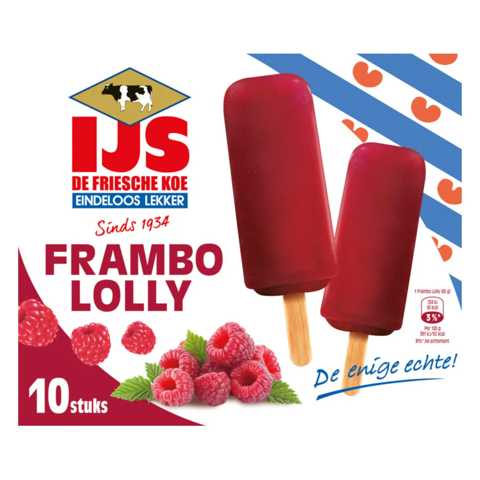 Doos frambozen ijsjes lolly voorkant