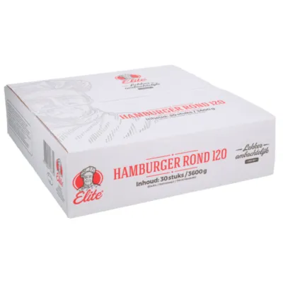 Boîte de hamburgers ronds d'élite devant