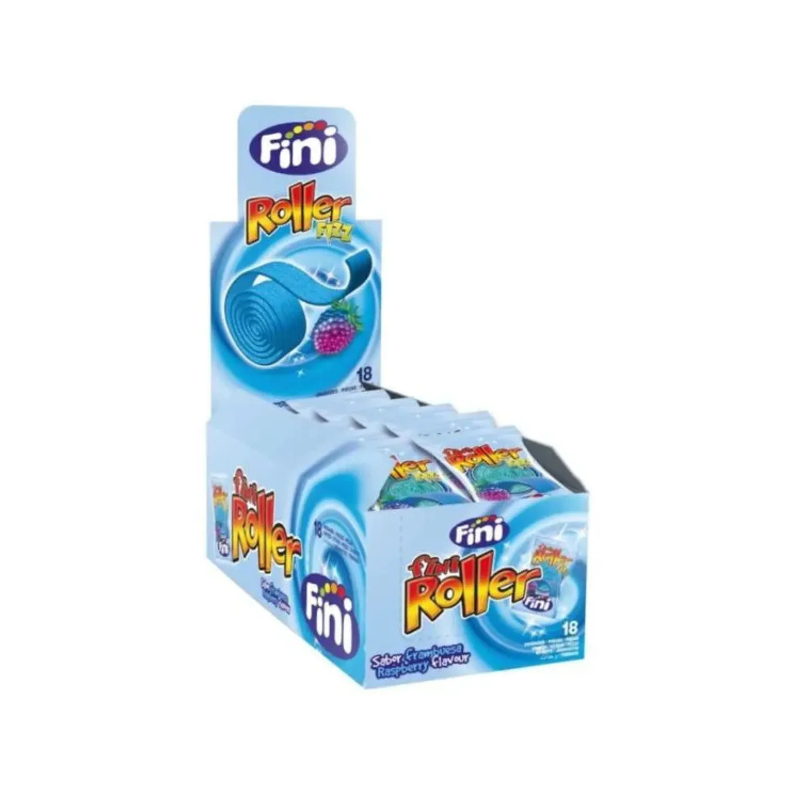 display doos Fini blauw framboos roller zuur