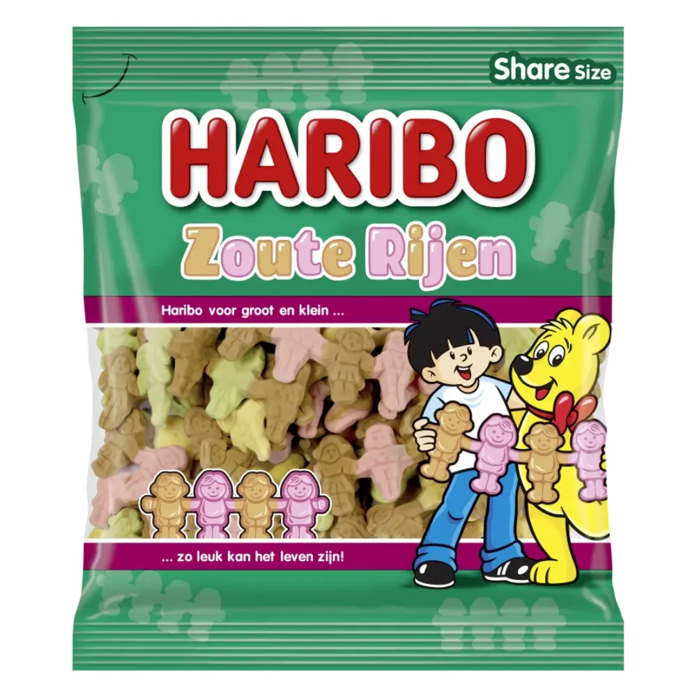 haribo zoute rijen zakje voorkant etiket