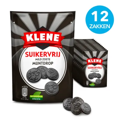 Klene Suikervrij Mild Zoete Muntdrop (12x 100gr)