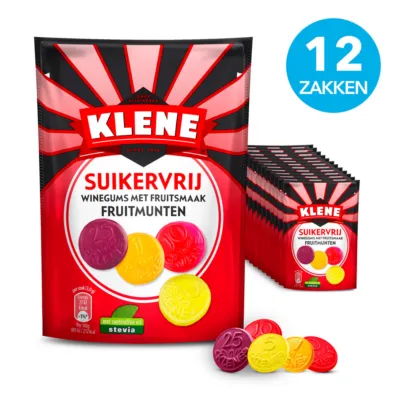 Klene Suikervrij Winegums Fruitmunten (12x 110gr)