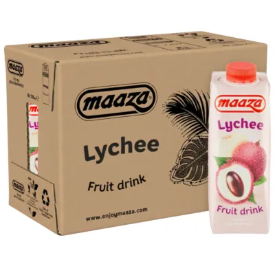 doos lychee fruit drink roze voorkant