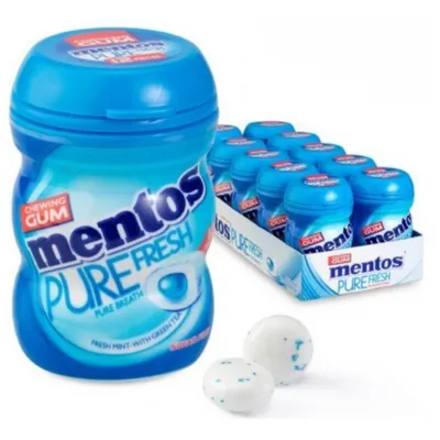Mentos Kauwgom Pure Fresh mint Bottle (8x 50 stuks)