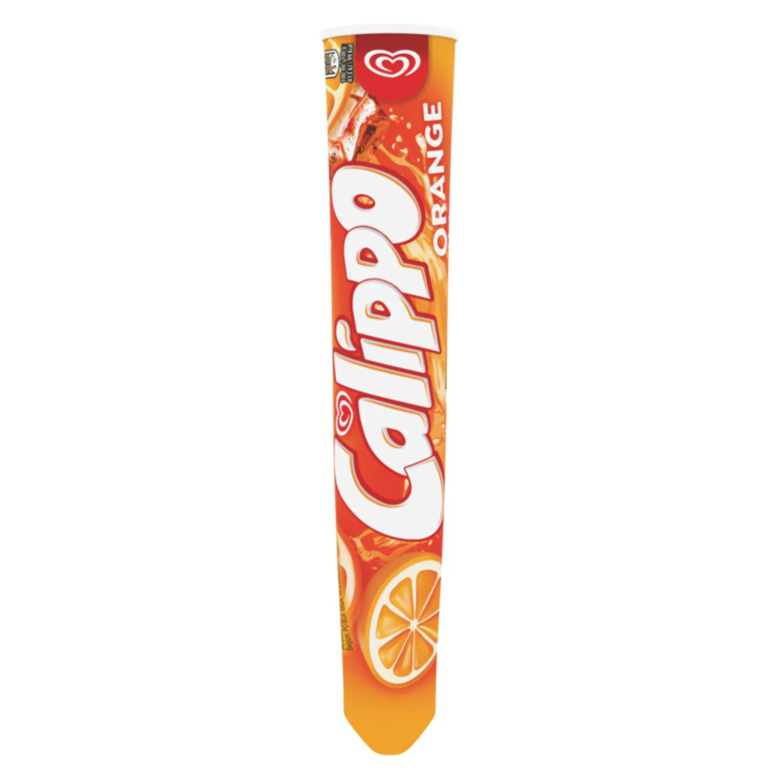 Calippo sinaasappel OLA oranje verpakking voorkant