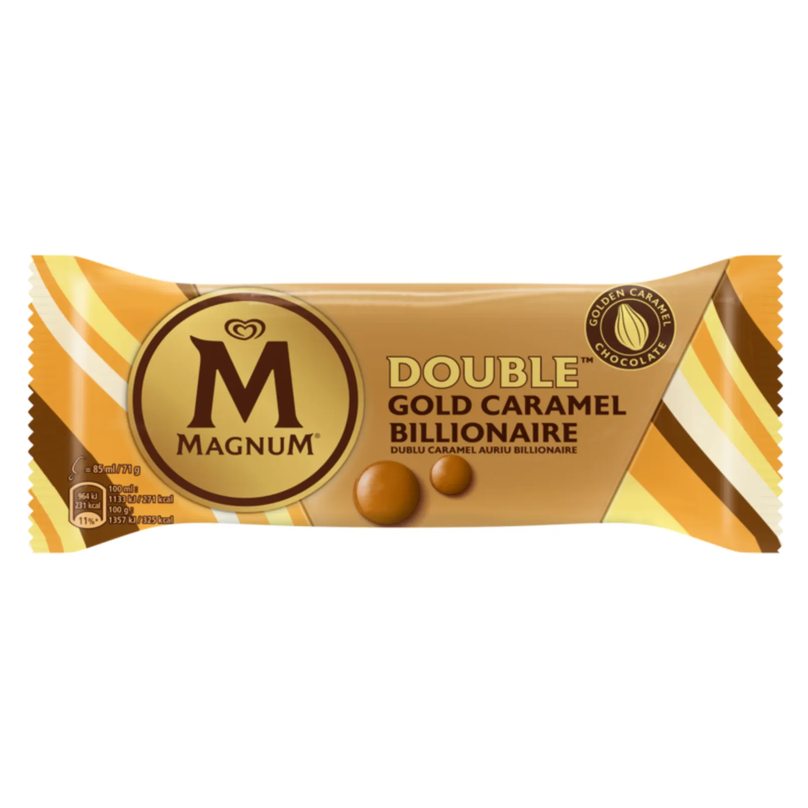 Ola Magnum caramel ijs verpakking gold voorkant