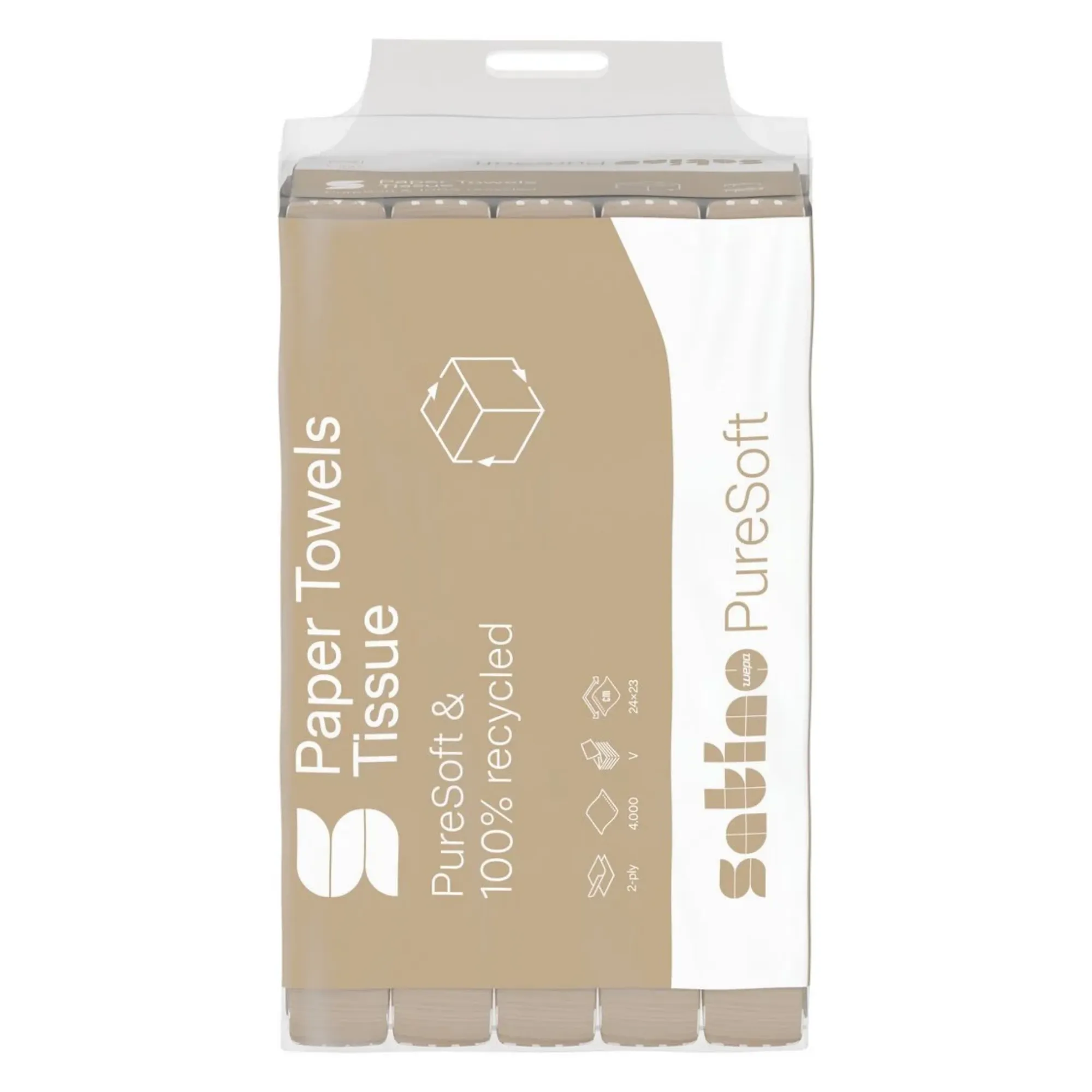 Satino PureSoft Handdoekpapier V-Vouw 24×23 cm vooraanzicht