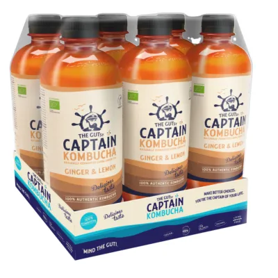 The Gutsy Captain Kombucha Zero Ginger Lemon Bio (6X 1000ml)
