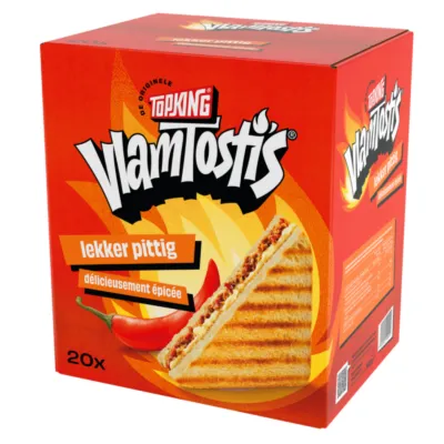 Topking vlamtosti's doos voorkant