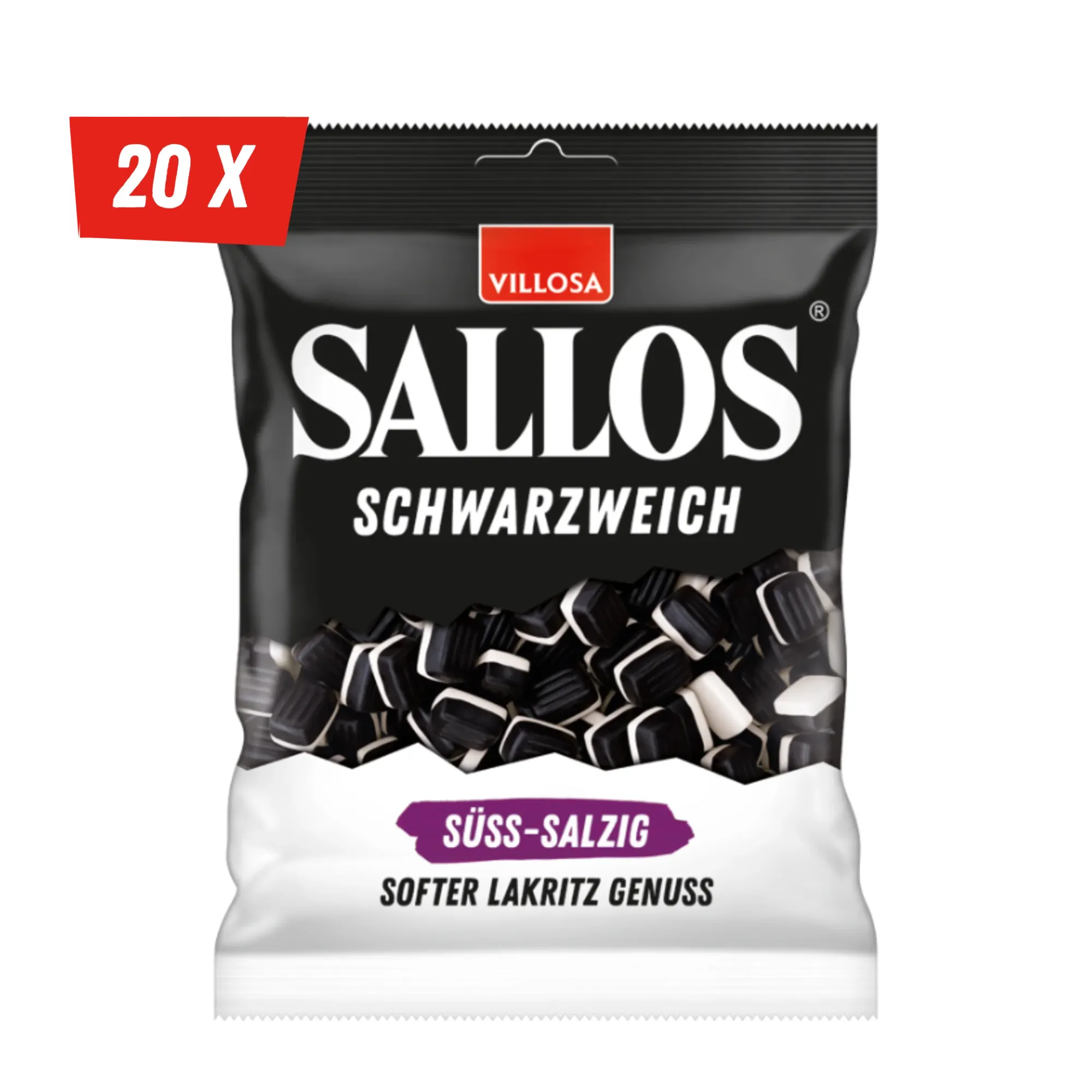 Villosa Sallos Schwarzweich Süß-Salzig 20 stuks