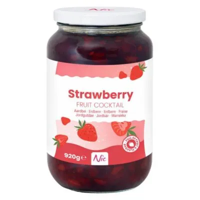 Nic aardbeien fruitcocktail pot 920 gram
