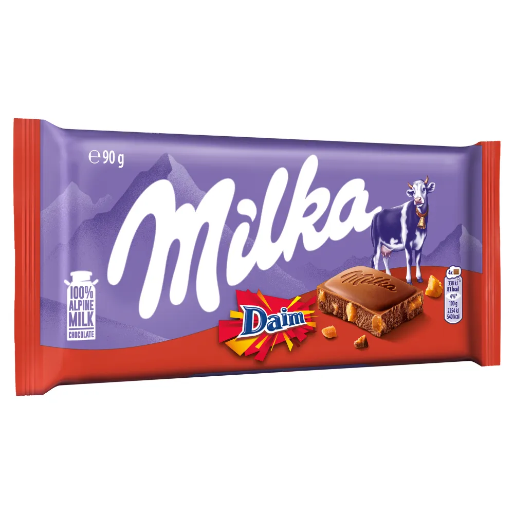 Milka Daim chocolade reep rechts