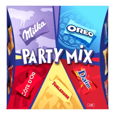 Milka Party Mix 16 pralines (8x 143gr) voorkant