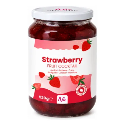 Nic Aardbeien Fruitcocktail pot (920gr)