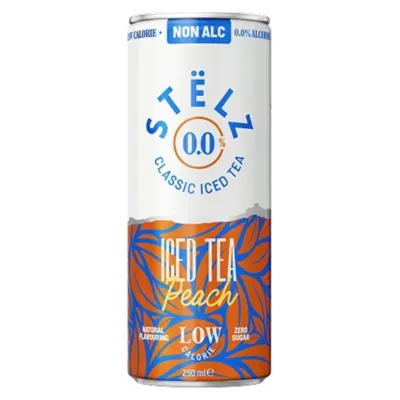 Stëlz blik peach 0.0% iced tea staand