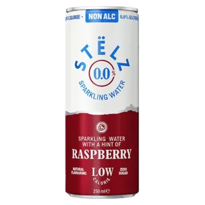 Stëlz blik rasberry 0.0% iced tea staand