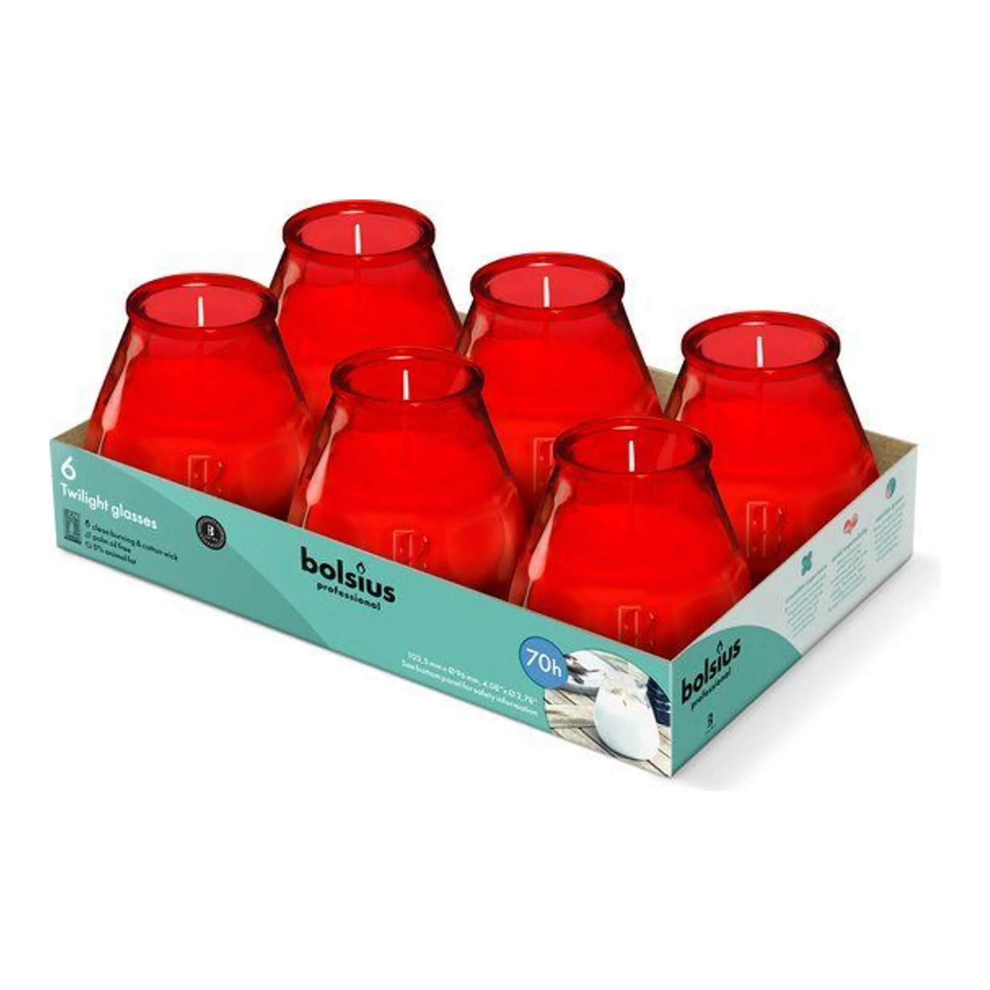 Bolsius Professional Twilight Rood Ø99x104 mm 70 uur (6 stuks)