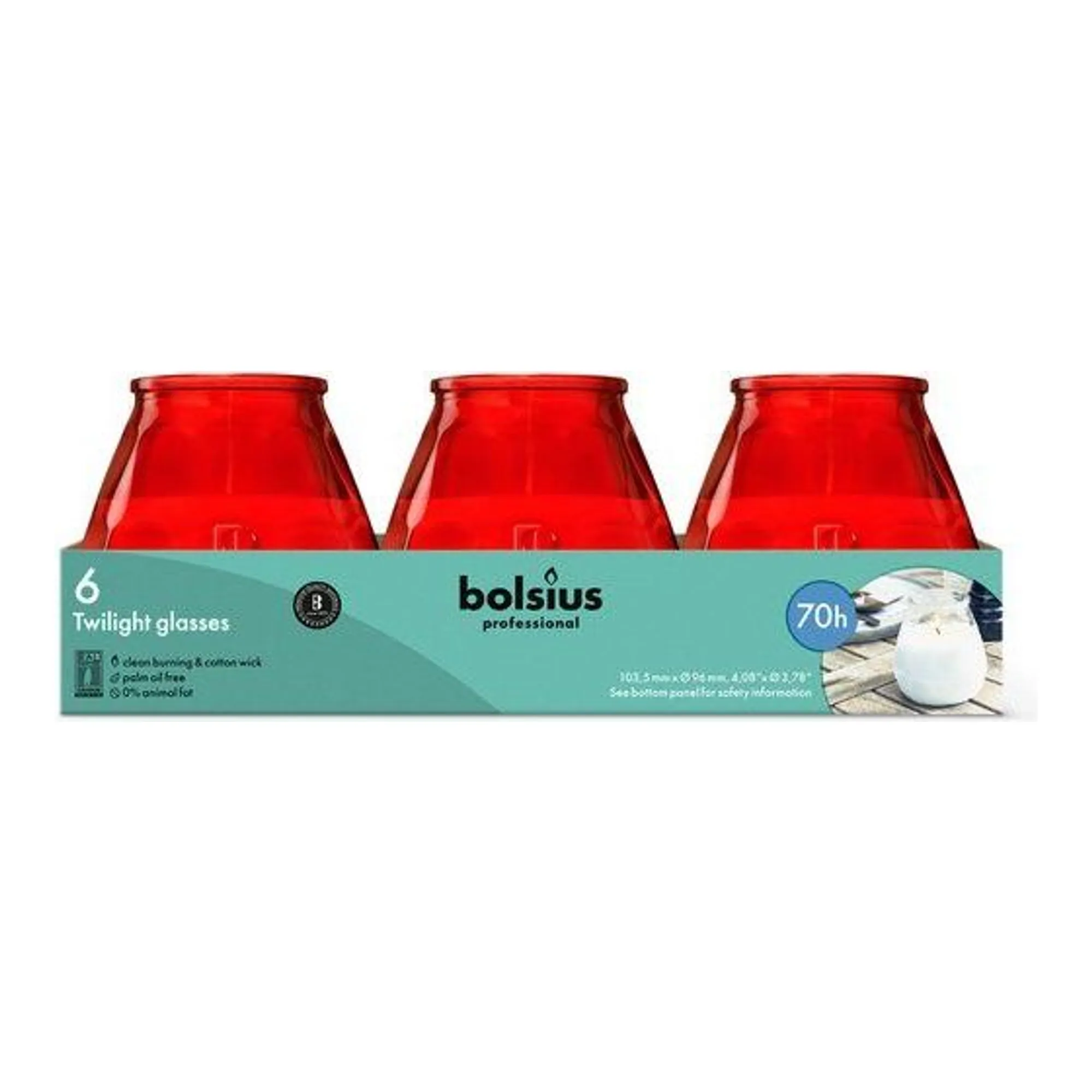 Bolsius Professional Twilight Rood Ø99x104 mm 70 uur (6 stuks)