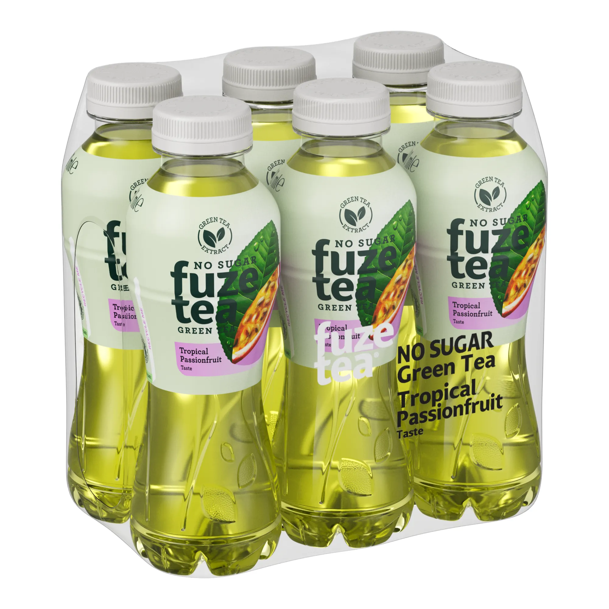 Fuze Tea Green Tea Tropical Passionfruit No Sugar (6x 400 ml)