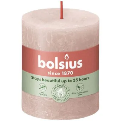 Bolsius rustiek stompkaars 80/68 misty pink a4
