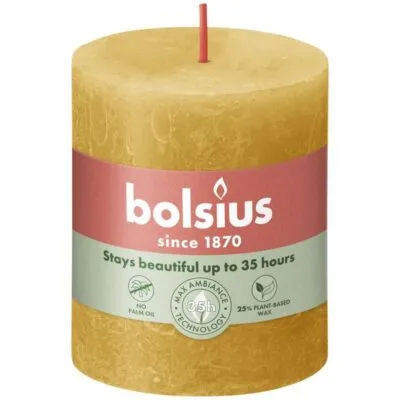 Bolsius rustiek stompkaars 80/68 honey yellow a4