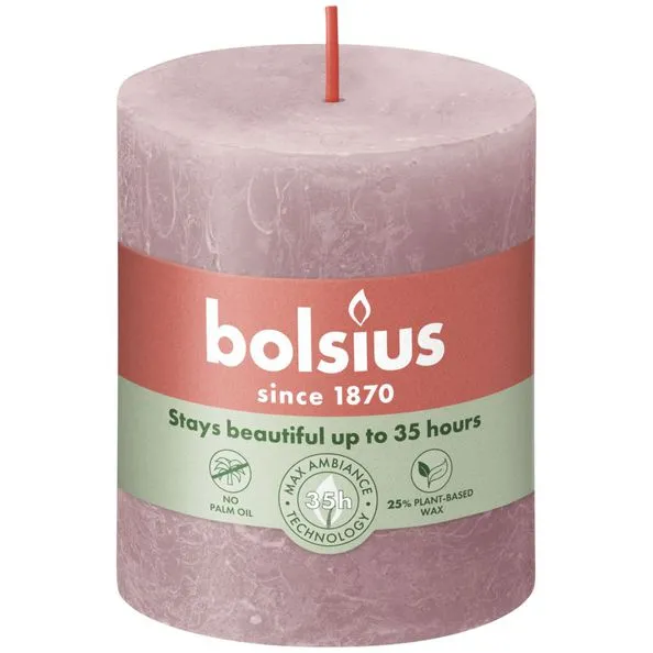Bolsius rustiek stompkaars 80/68 ash rose a4