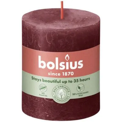 Bolsius rustiek stompkaars 80/68 velvet red a4
