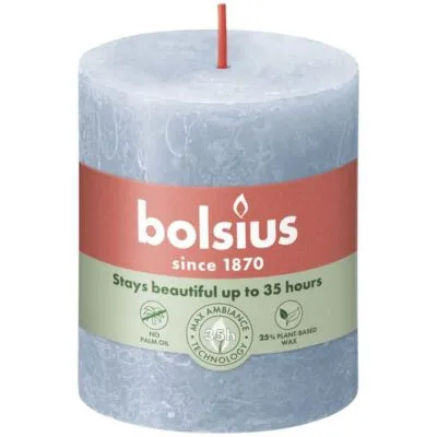 Bolsius rustiek stompkaars 80/68 sky blue a4