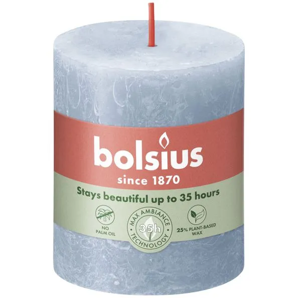 Bolsius rustiek stompkaars 80/68 sky blue a4