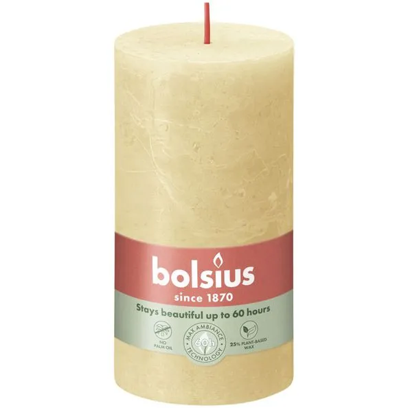 Bolsius rustiek stompkaars 130/68 oat beige a4