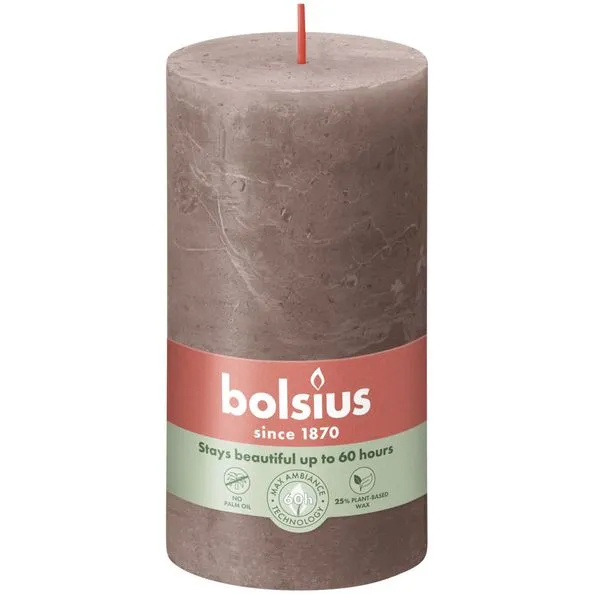 Bolsius rustiek stompkaars 130/68 rustic taupe a4