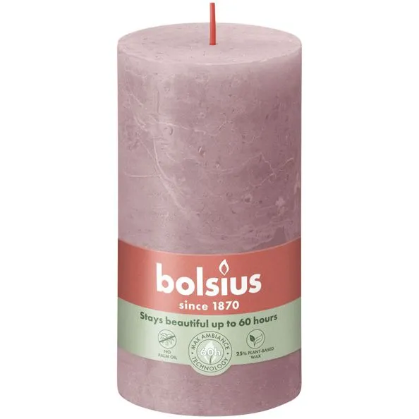Bolsius rustiek stompkaars 130/68 ash rose a4