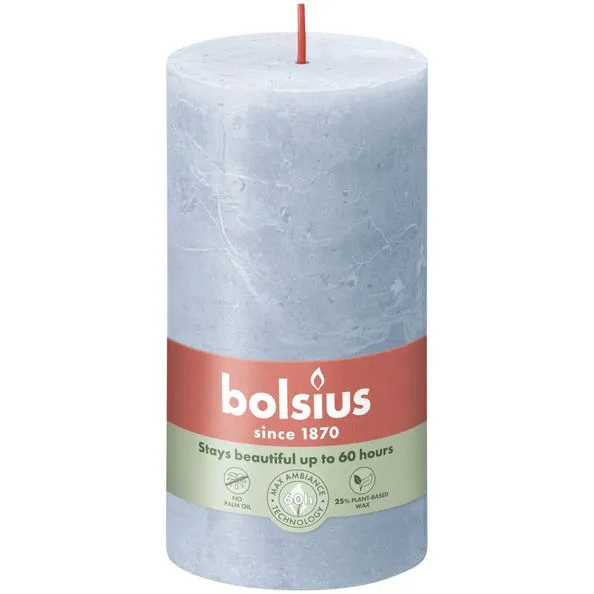 Bolsius rustiek stompkaars 130/68 sky blue a4