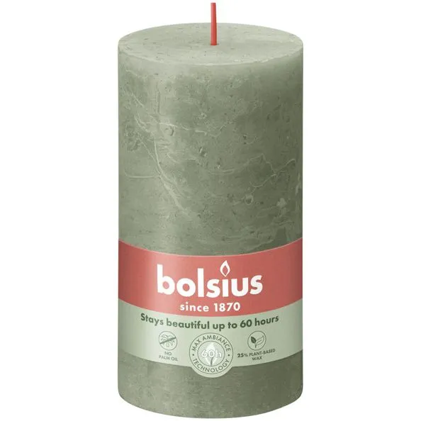 Bolsius rustiek stompkaars 130/68 fresh olive a4
