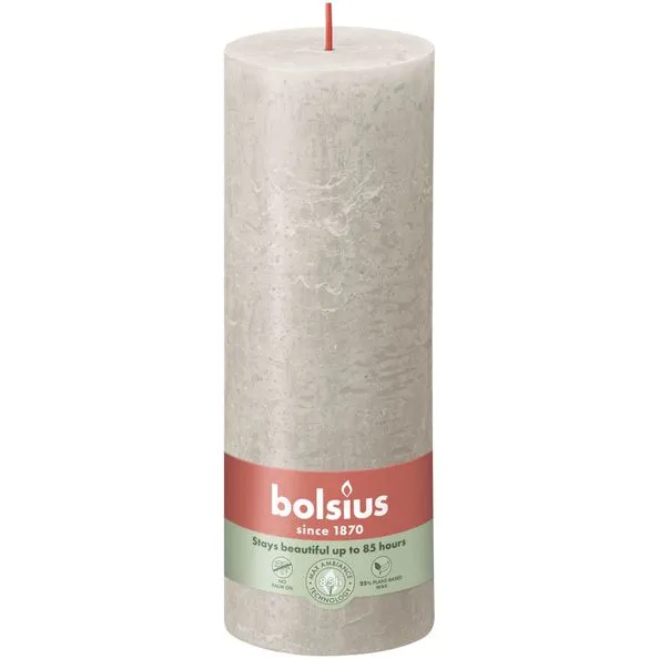 Bolsius Rustiek Stompkaars Sandy Grey Ø68×190 mm 85 uur (4 stuks)