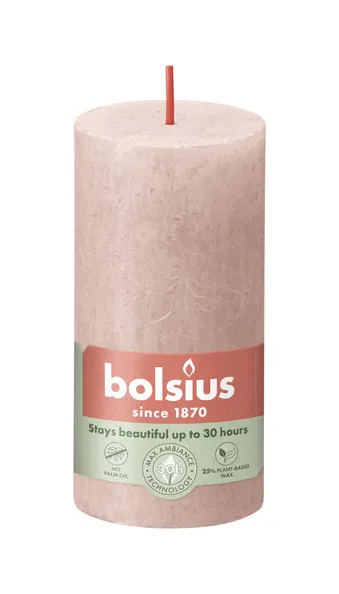 Bolsius rustiek stompkaars 100/50 misty pink a8