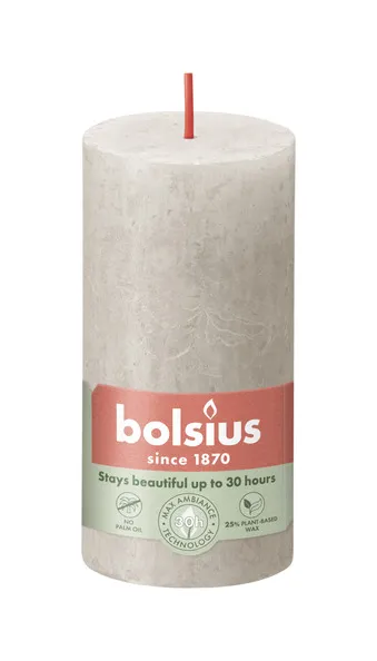 Bolsius rustiek stompkaars 100/50 sandy grey a8