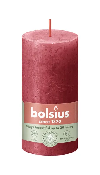 Bolsius rustiek stompkaars 100/50 delicate red a8