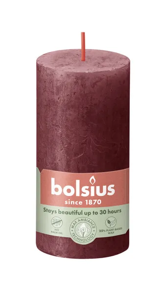 Bolsius rustiek stompkaars 100/50 velvet red a8