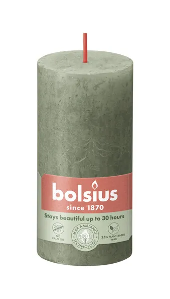 Bolsius rustiek stompkaars 100/50 fresh olive a8