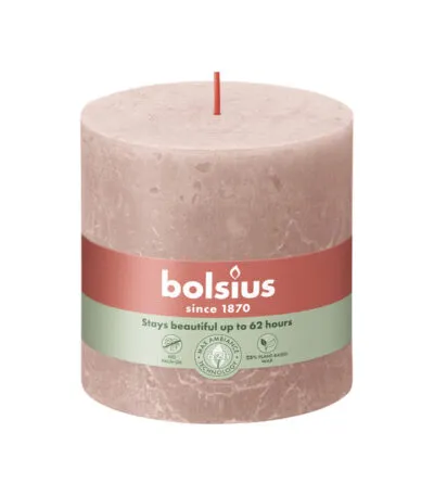 Bolsius rustiek stompkaars 100/100 misty pink a3