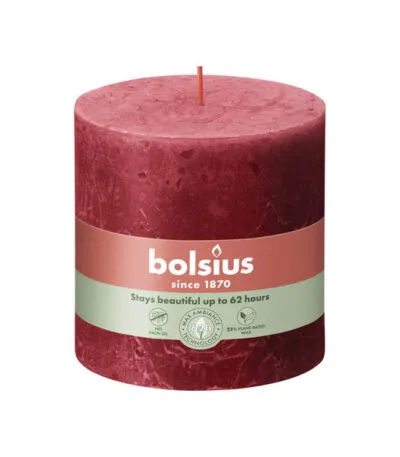 Bolsius rustiek stompkaars 100/100 delicate red a3