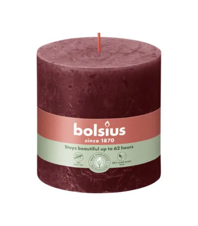 Bolsius rustiek stompkaars 100/100 velvet red a3