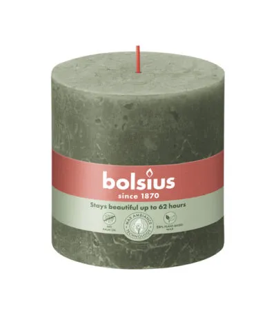 Bolsius rustiek stompkaars 100/100 fresh olive a3